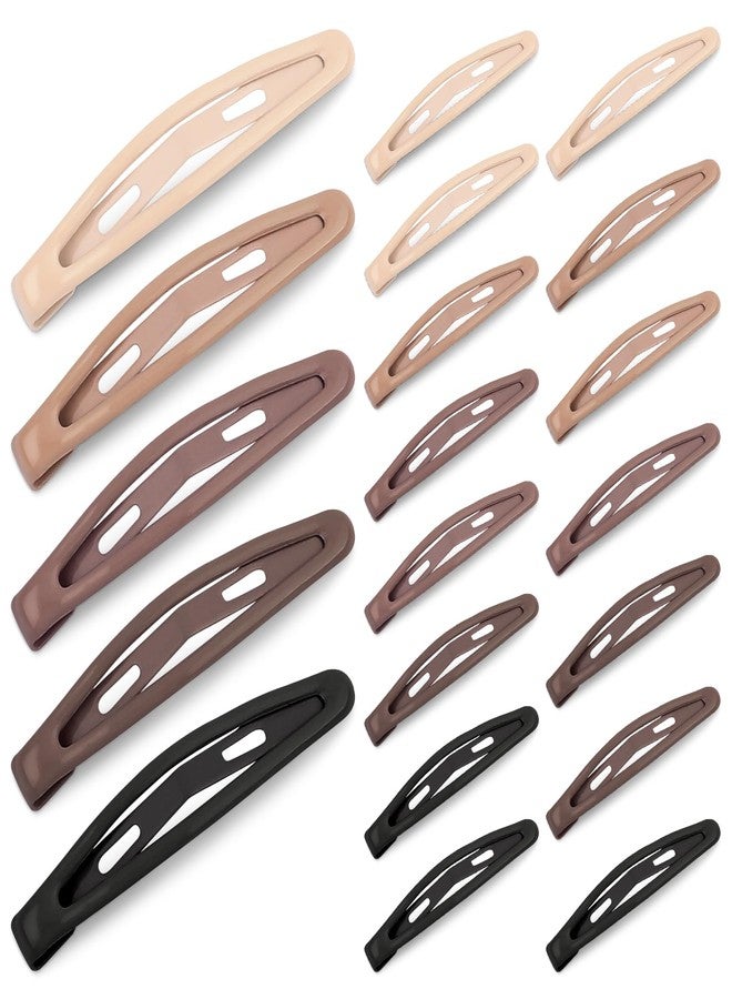 Motroce 20PCS Glossy Snap Hair Clips, 2.4 Inch Non-Slip Metal Barrettes, 5 Colors Medium Hair Barrettes for Women and Girls (Latte Color) - Image 1